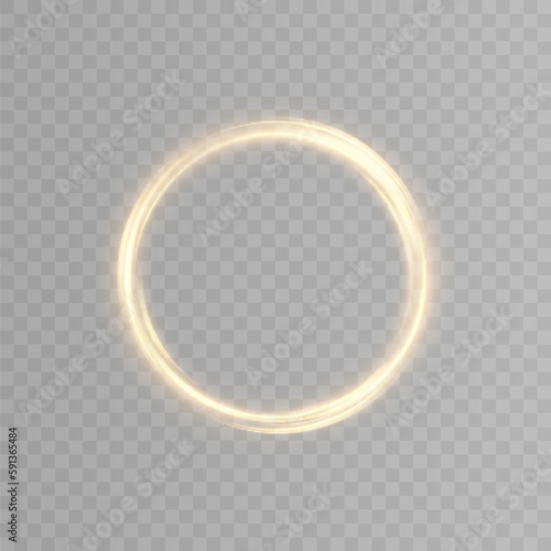 Abstract neon bright ring. A bright plume of luminous rays swirling in a fast spiraling motion. Light shimmery swirl. Round line light effect.