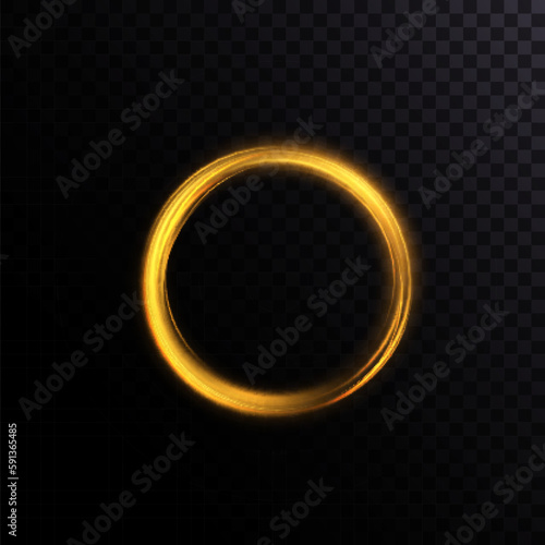 Abstract neon bright ring. A bright plume of luminous rays swirling in a fast spiraling motion. Light shimmery swirl. Round line light effect.