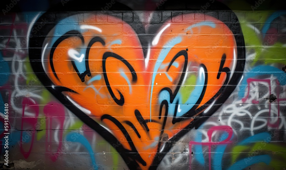 Graffiti heart symbolizes beauty in urban art Creating using generative AI tools