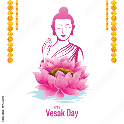 Buddha on lotus flower card illustration design photo