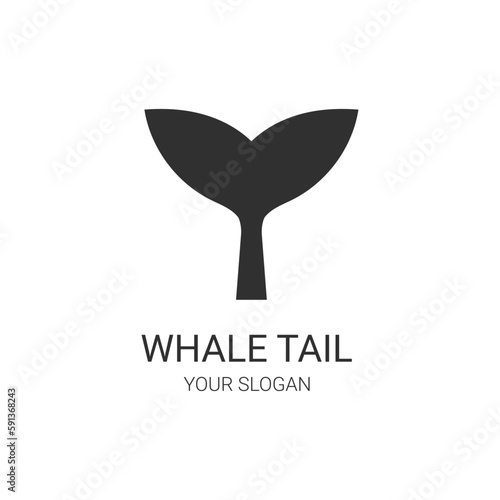 Whale tail logo. Isolated vector illustration on white background.