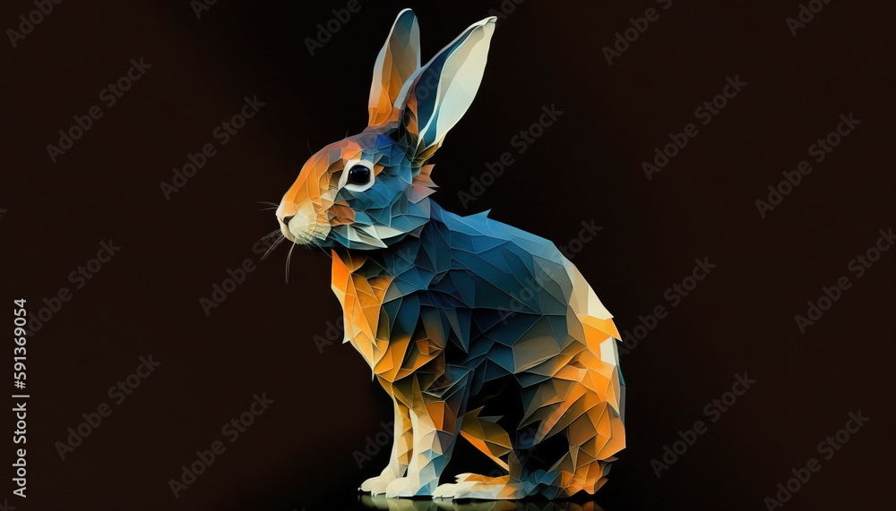 Rabbit animal abstract wallpaper. Contrast background bunny in vivid colors generative ai