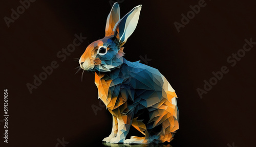 Fototapeta Naklejka Na Ścianę i Meble -  Rabbit animal abstract wallpaper. Contrast background bunny in vivid colors generative ai