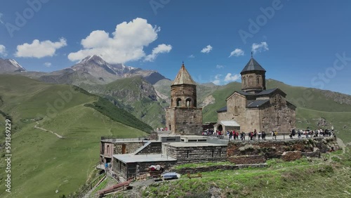 Wallpaper Mural Gergeti Trinity Church Among The Mountains Of Georgia, Aerial View Torontodigital.ca