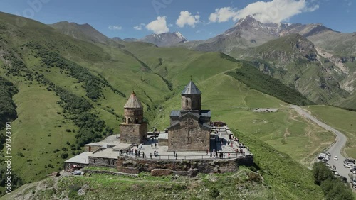 Wallpaper Mural Gergeti Trinity Church Among The Mountains Of Georgia, Aerial View Torontodigital.ca