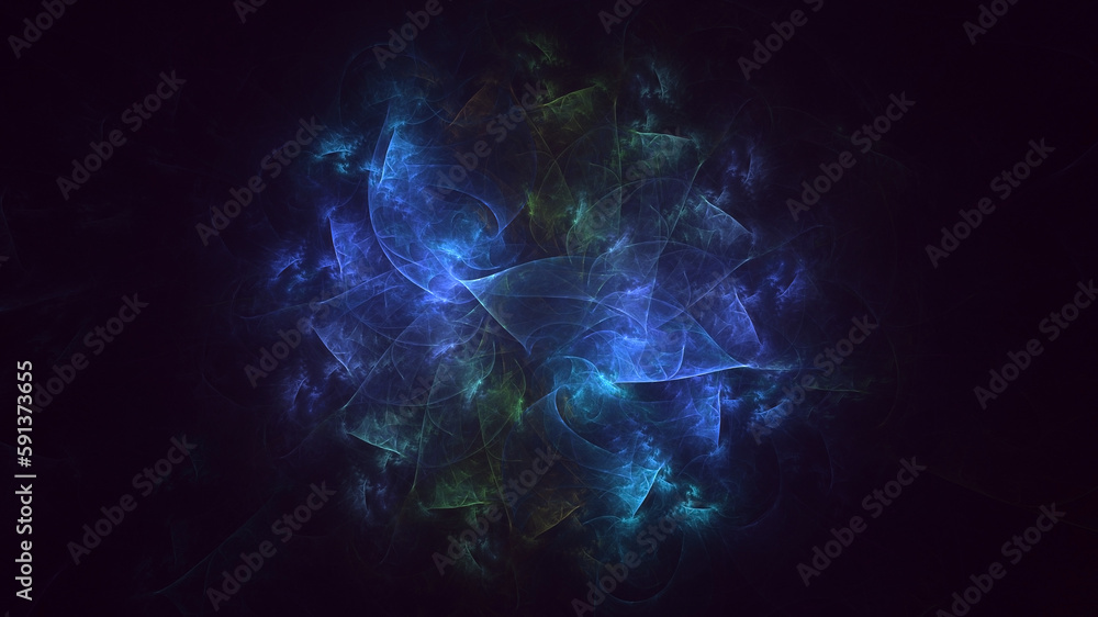 Naklejka premium 3D rendering abstract blue fractal light background