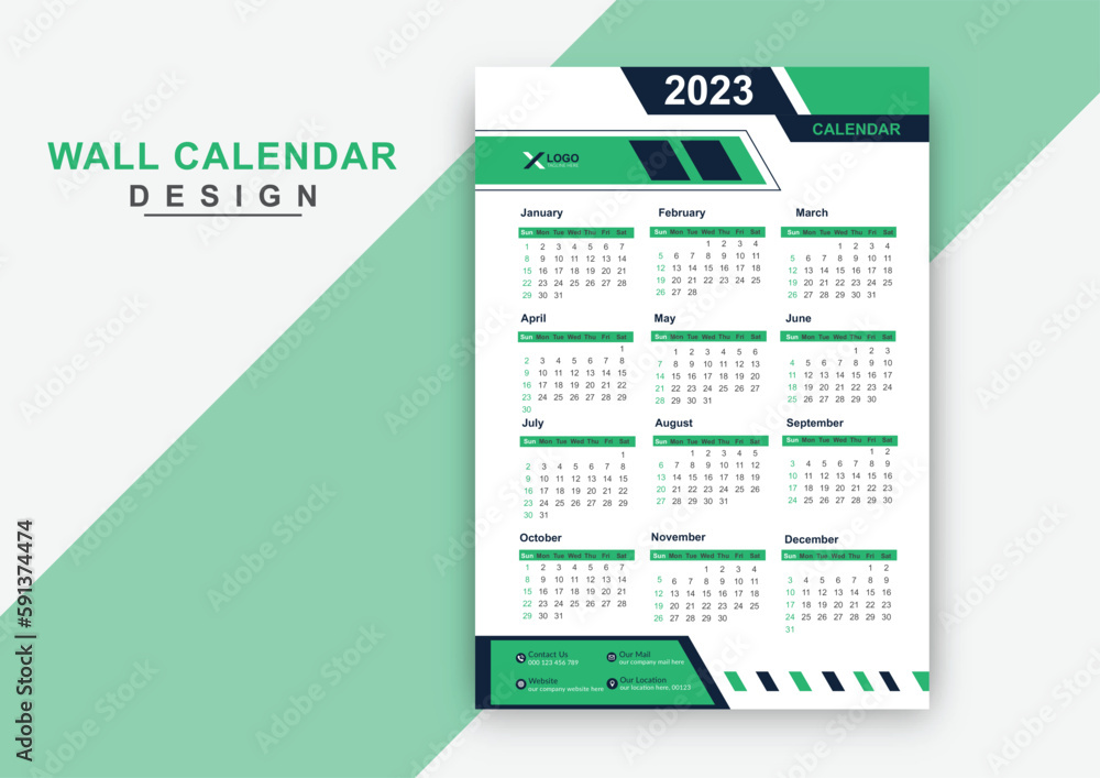 1 Page Wall Calendar 2023 template Color Variation design, 2023 Calendar year vector illustration. one Page Wall Calendar 2023 1 Page Wall Calendar 2023 template Color Variation design, 2023 Calendar year vector illustration. one Page Wall Calendar 2023