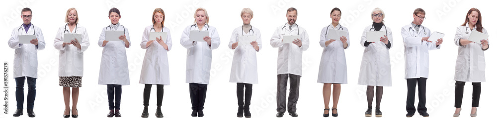 group of doctors with clipboard isolated on white group of doctors with clipboard isolated on white