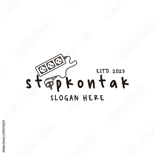 Power Socket Typography Vintage Simple Line Art