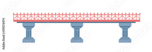 Simple bridge with pillars base and railing vector