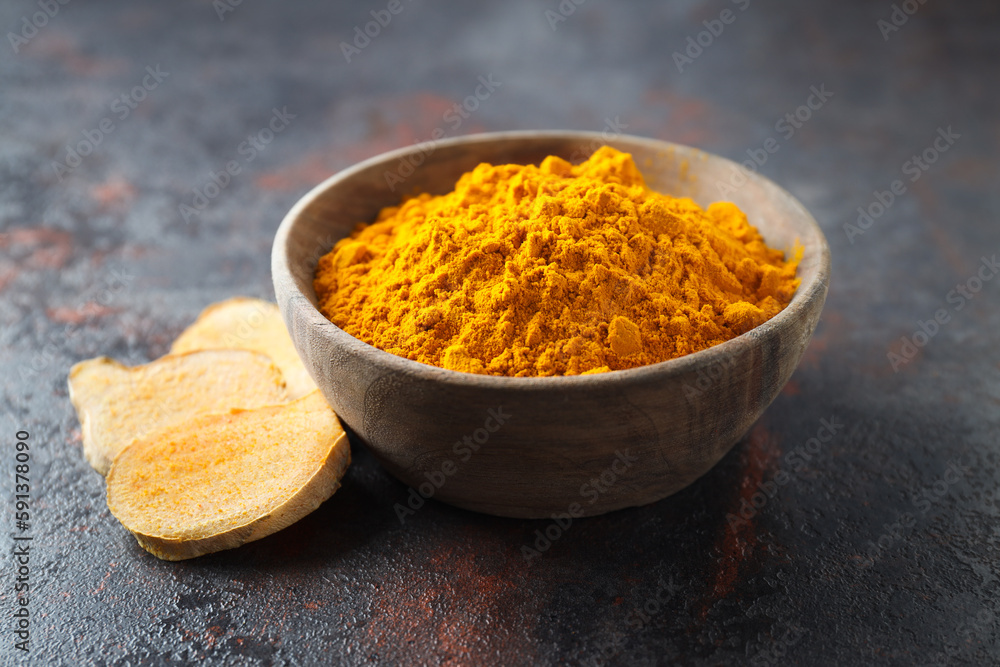 Fragrant seasoning - turmeric, one of the main ingredients in Indian curry Fragrant seasoning - turmeric, one of the main ingredients in Indian curry