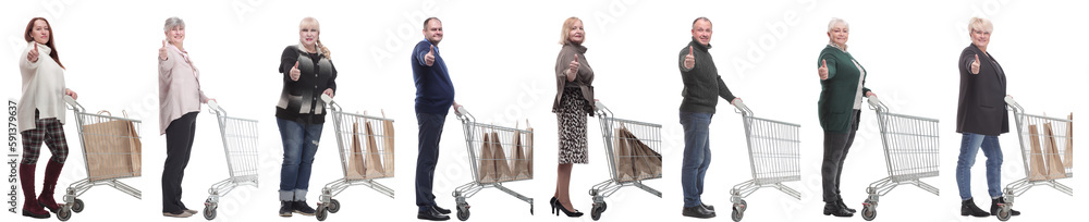 a group of people in profile with a basket showing thumbs up a group of people in profile with a basket showing thumbs up