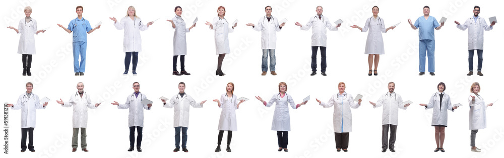 group of doctors with clipboard isolated on white group of doctors with clipboard isolated on white