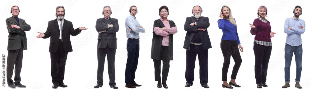 group of business people with microphone isolated group of business people with microphone isolated