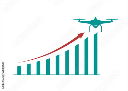 Concept of flying drone for agriculture 4.0 isolated on white background. Perfect for placing over crop photos to illustrate modern agriculture, smart farming