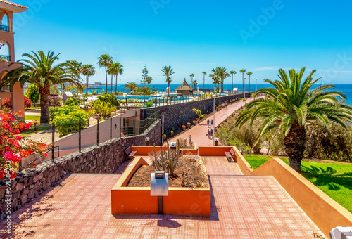 Costa Adeje promenade  south Tenerife  Canary islands  Spain