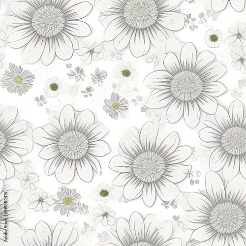 Flowers, seamless texture for fabric, wallpaper. Created by a stable diffusion neural network. © homeworlds
