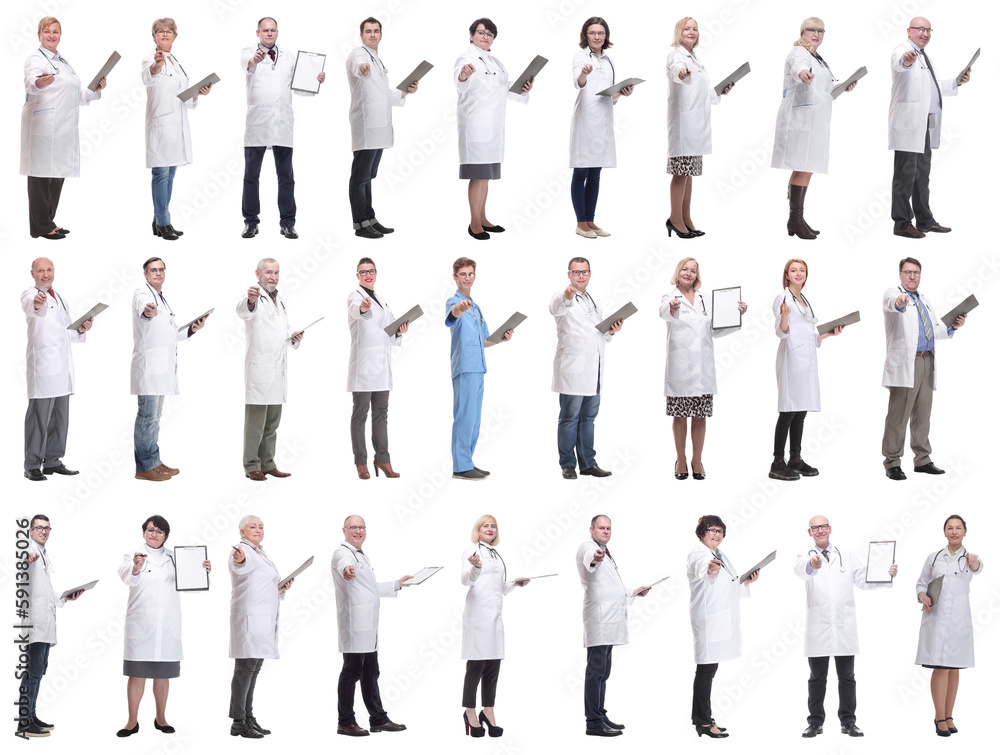 full length group of doctors with notepad isolated full length group of doctors with notepad isolated