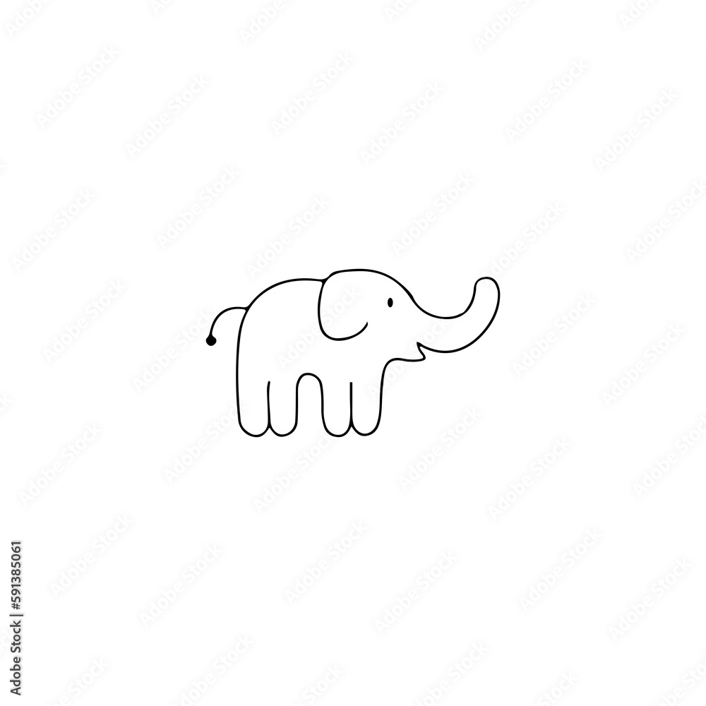 little elephant doodle illustration vector little elephant doodle illustration vector