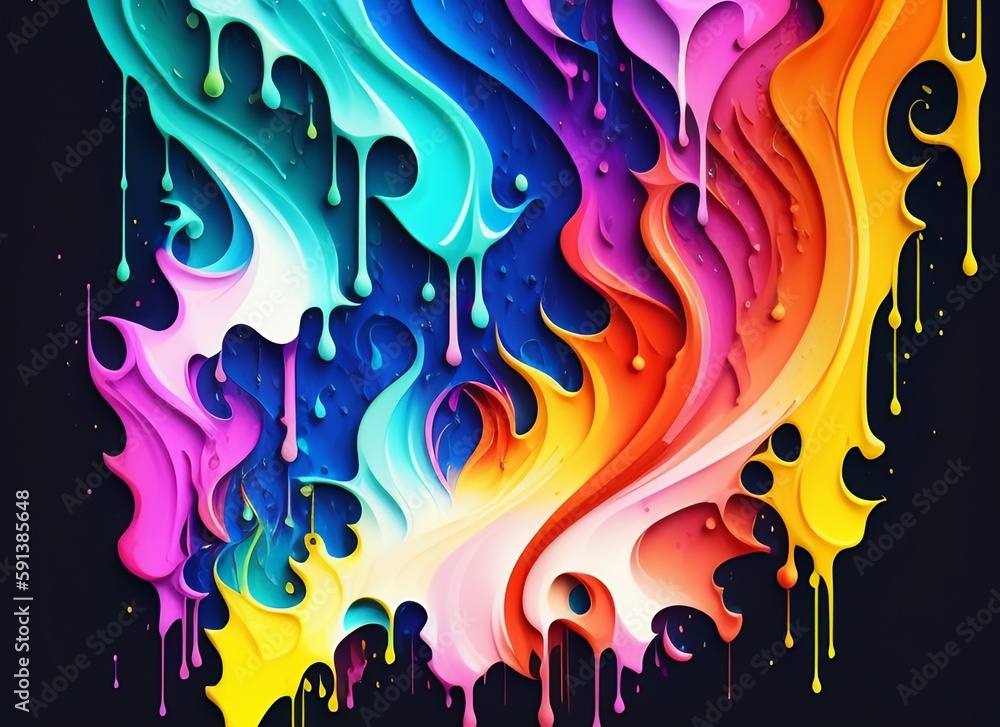 graffiti background dripping paint, spray paint, many colors watercolor vector pattern, colorful texture concept generative ai