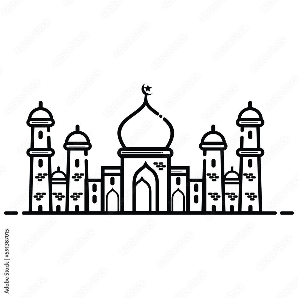 mosque icon and logo vector 