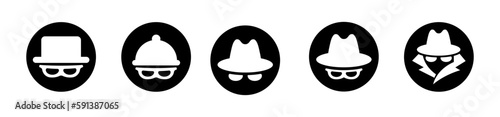 Spy icon vector or incognito icon, logo, vector illustration.