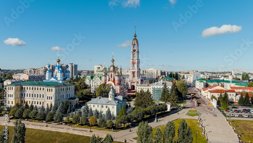Tambov, Russia. Belfry of the monastery of Our Lady of Kazan (Tambov), Aerial View