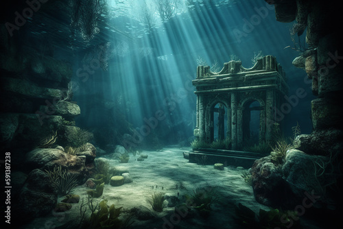 The sunken city, a world abandoned to the depths of the ocean. Generative AI