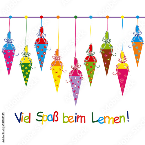 Bunte Schultüten zur Einschulung, Vektor