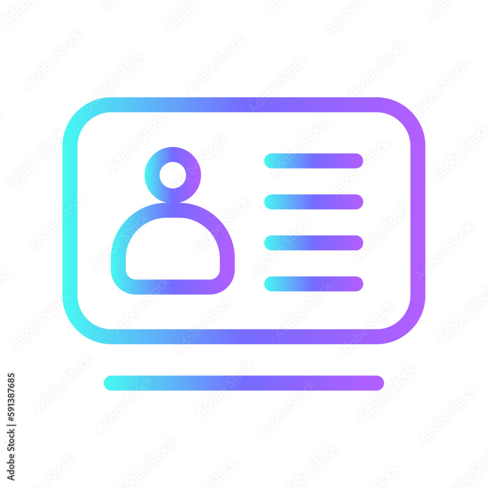 ID card office and business Icons with purple blue outline style. identity, id, business, card, name, office, badge. Vector Illustration ID card office and business Icons with purple blue outline style. identity, id, business, card, name, office, badge. Vector Illustration