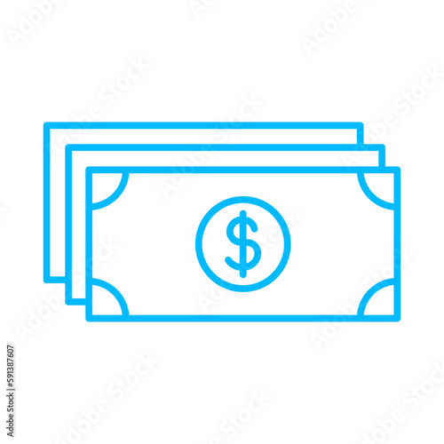 Money Office and Business Icons with blue outline style. cash, money, payment, symbol, business, finance, dollar. Vector Illustration