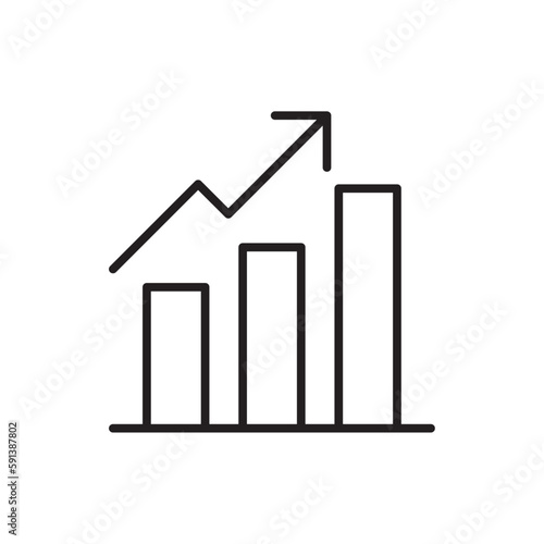Bar chart Office and Business Icons with black outline style. business, arrow, chart, data, graph, diagram, bar. Vector Illustration