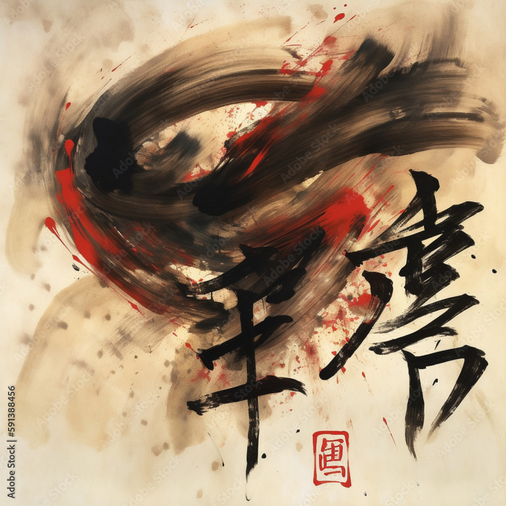 Japanese Calligraphy - obrazy, fototapety, plakaty 