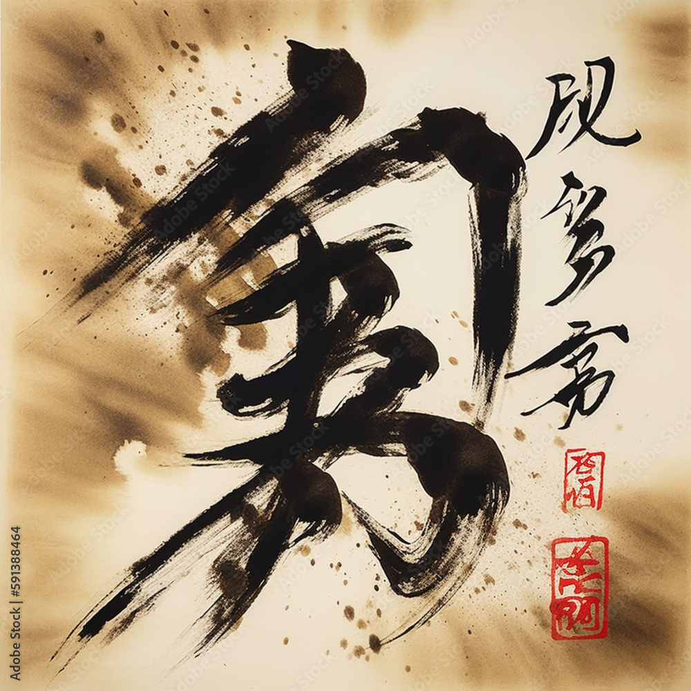 Japanese Calligraphy - obrazy, fototapety, plakaty 