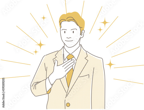 信頼感のあるビジネスマン-モノクロ