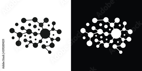 logo brain and connection technology icon vector illustration