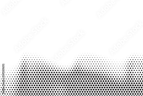 Monochrome Dots Background. Fade Texture. Vintage Pop-art Backdrop. Grunge Black and White Overlay. Vector illustration