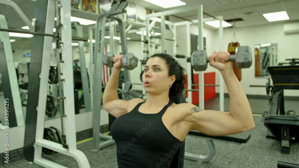 Young fitness woman make exercise in gym Young fitness woman make exercise in gym