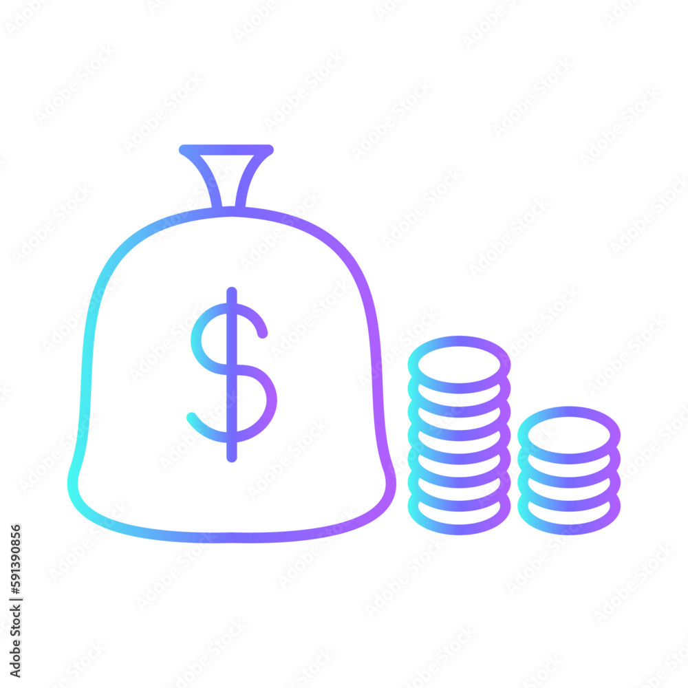 Fund finance icons with purple blue outline style. banking, bank, coin, income, profit, fund, deposit. Vector Illustration Fund finance icons with purple blue outline style. banking, bank, coin, income, profit, fund, deposit. Vector Illustration