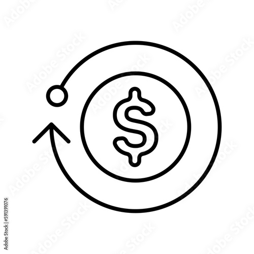 Income finance icons with black outline style. wealth, dollar, loan, sign, line, profit, outline. Vector Illustration