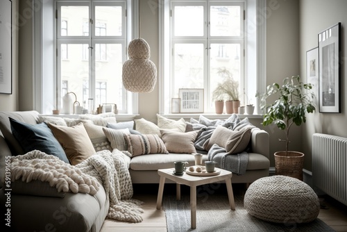 Modern home interior, living room Generative AI 
