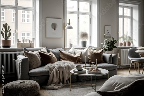 Modern home interior, living room Generative AI