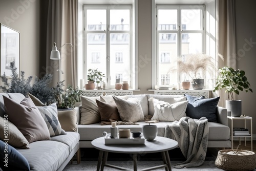 Modern home interior  living room Generative AI