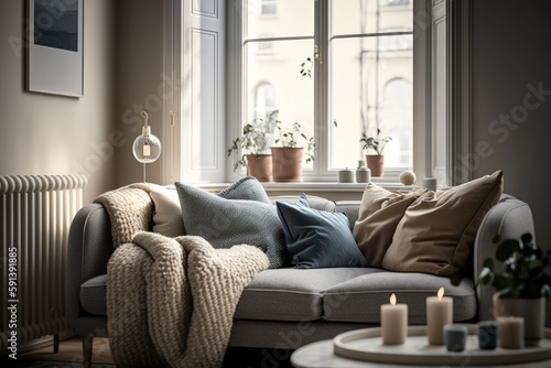 Modern home interior  living room Generative AI