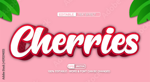 Cherries 3d editable text effect vector template 