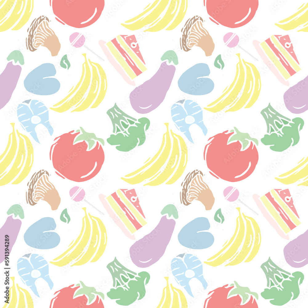 Seamless food pattern. Doodle vector food illustration. Hand-drawn food background Seamless food pattern. Doodle vector food illustration. Hand-drawn food background