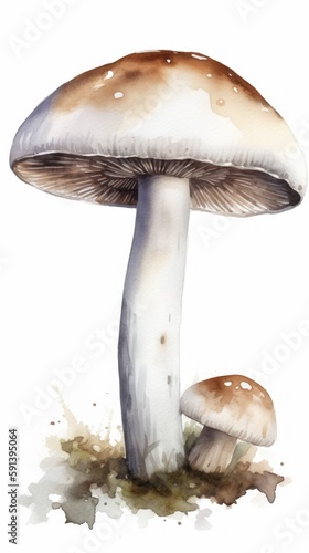 Eco-Friendly Watercolor Illustration of a Mushroom for Your Sustainable Branding. AI Generated
