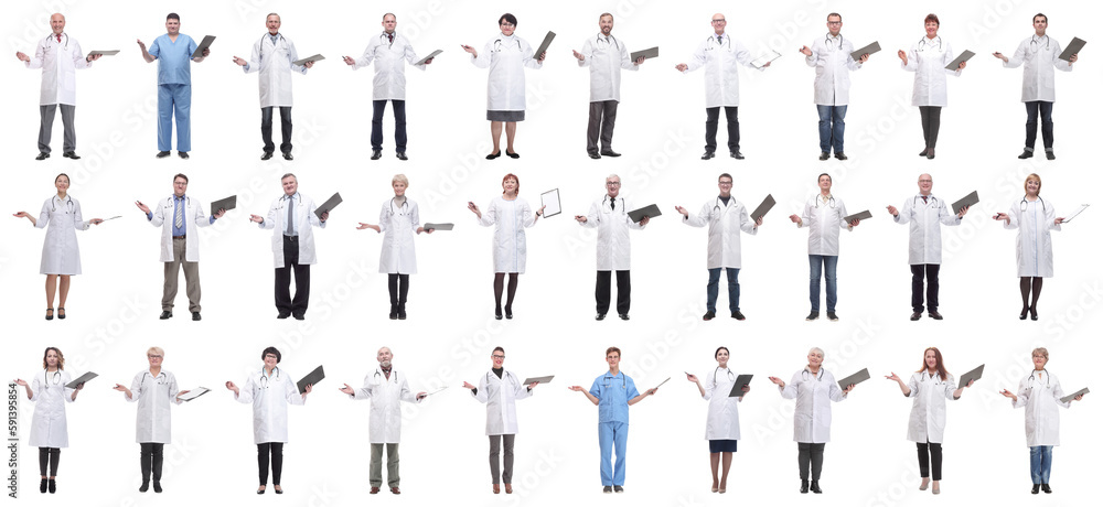 full length group of doctors with notepad isolated full length group of doctors with notepad isolated