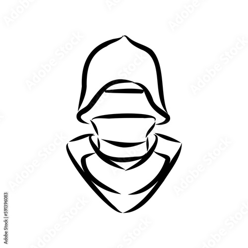 Free Download Knight armour engraving vector illustration. Scratch board style imitation. Black and white hand drawn image. - GFXLoad