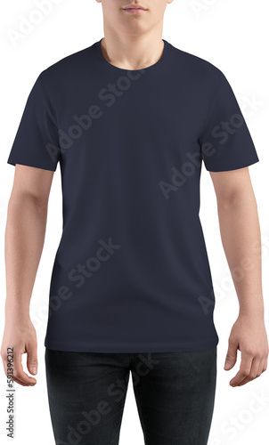Canvas bella blue t-shirt mockup on guy, png, front view